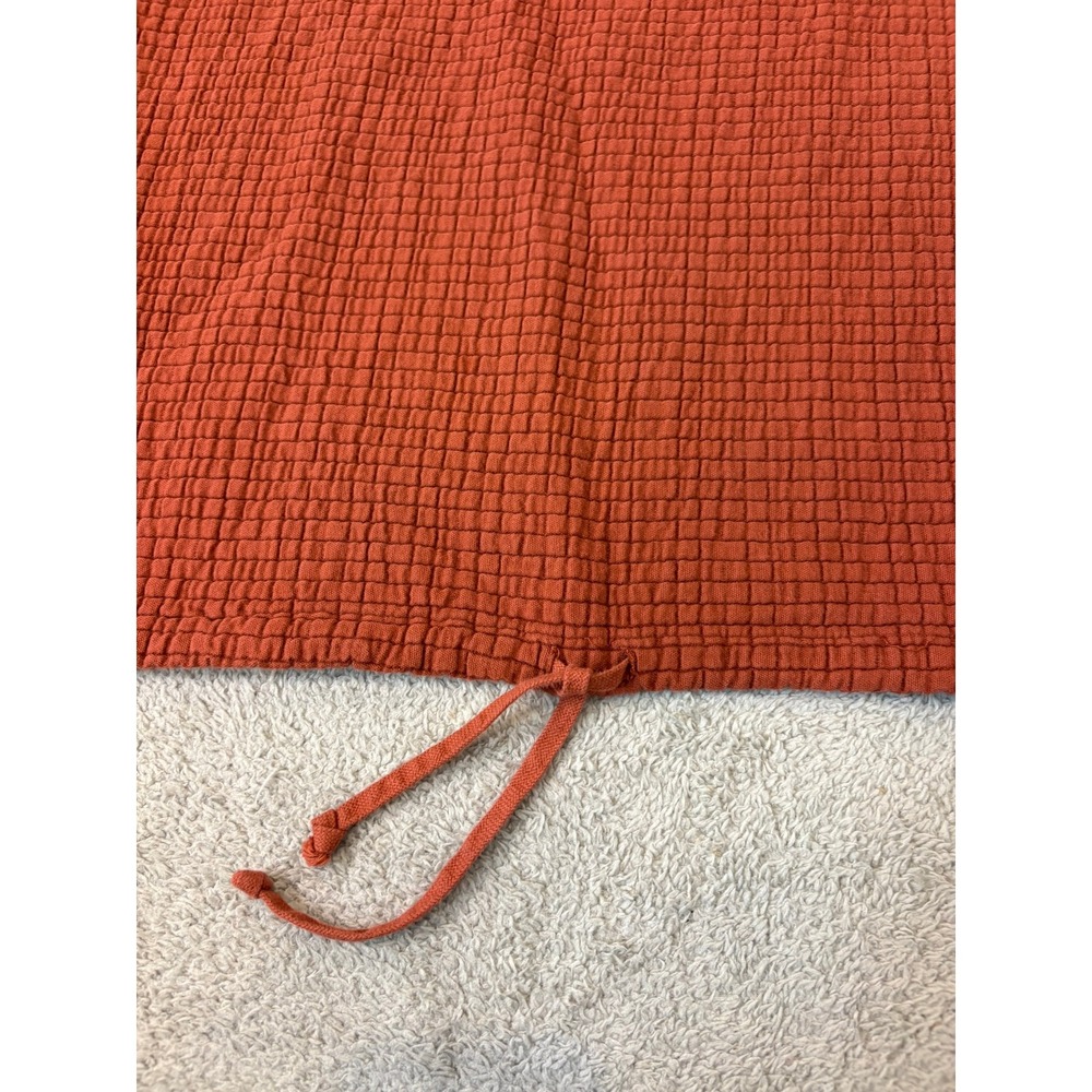 Curator SF Ayana Burnt Orange Waffle Gauze Boxy Drawstring Top Small Made in USA - Picture 8 of 10
